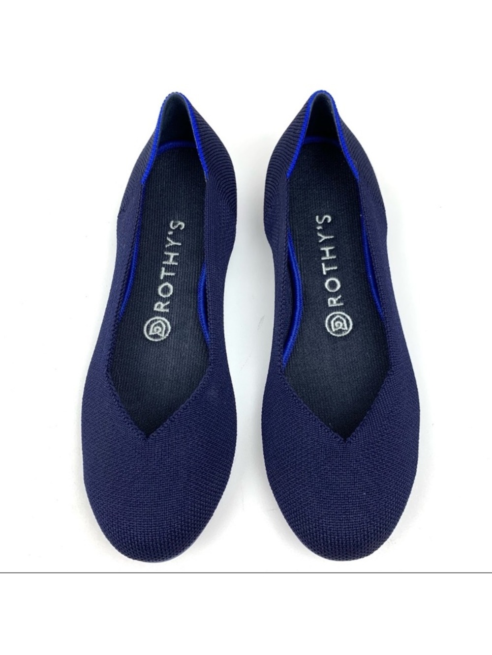 Rothy's Navy Knit V‑Cut Ballet Flats